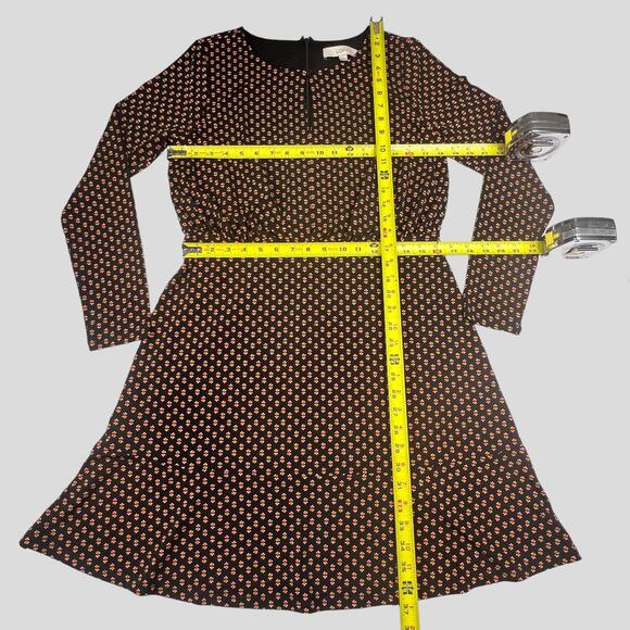 Loft Ann Taylor Key Hole Cutout Dress Mini Florals Long Sleeve Career Size 8 - Picture 6 of 10